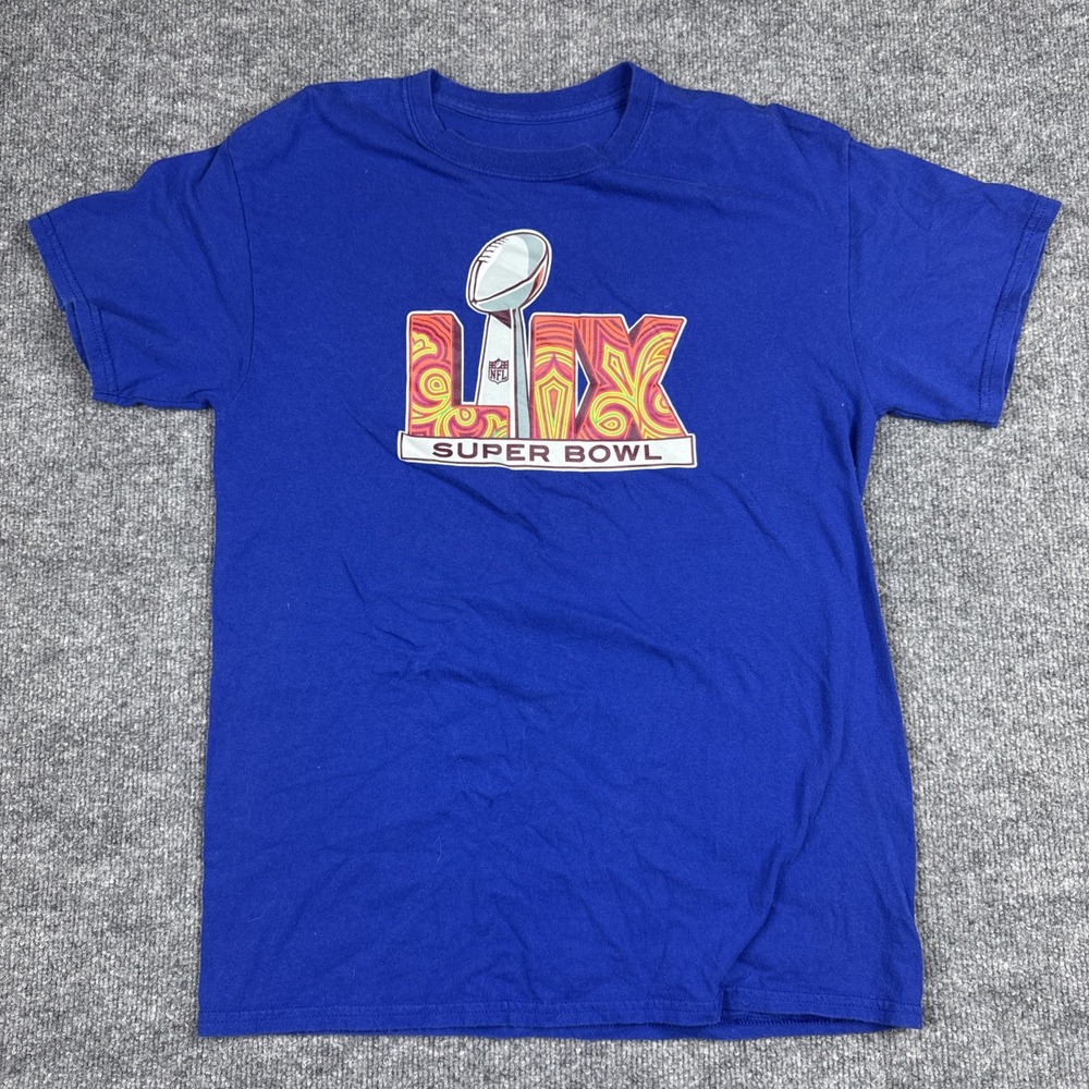 2025 Super Bowl LIX 39 Logo New Orleans T-Shirt Blue Eagles Vs Chiefs M